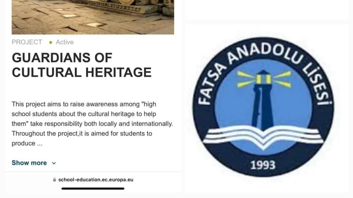Guardians of Cultural Heritage /Kültürel Mirasın Muhafızlari adlı etwining projemiz 